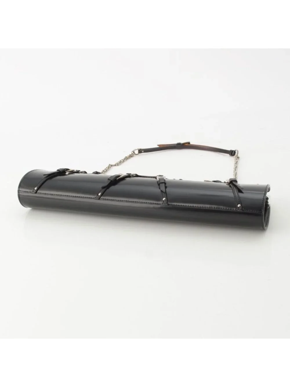 Dior Galiano Era Leather Bondage Chain Shoulder Bag Black
